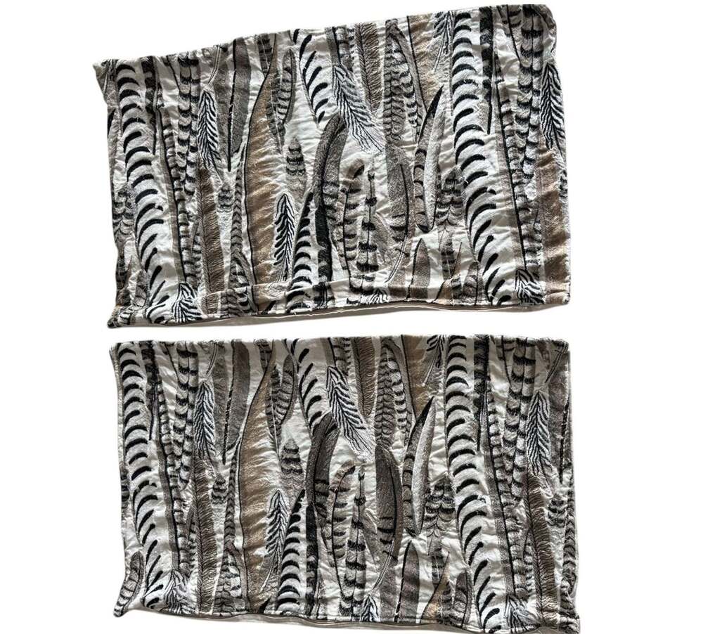 West Elm Feather Embroidered Lumbar Pillow Covers Set of 2 13" x 20"